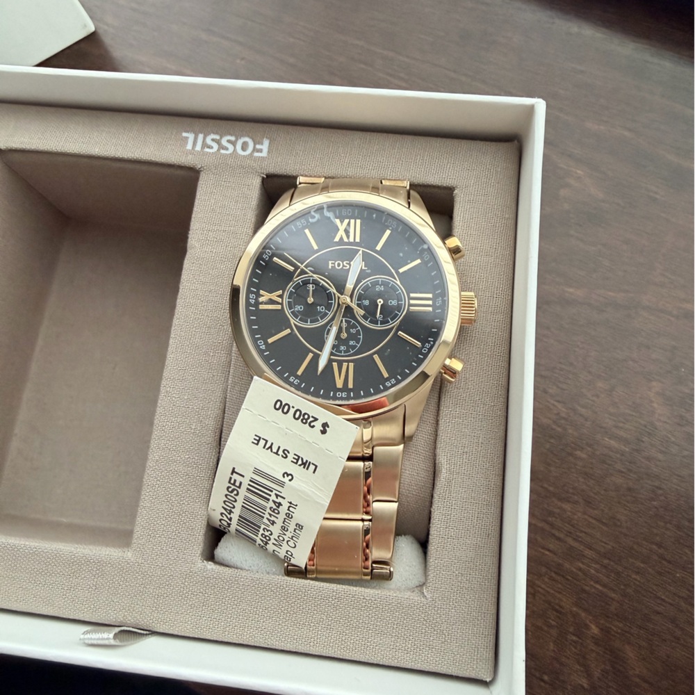 Fossil Gold and Black Men's Chronograph Bracelet Watch